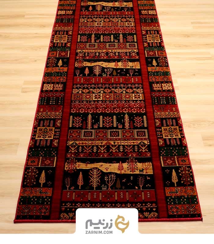 فرش کناره کلکسیون بلوچ هیوا 700 شانه طرح سبز رنگ‌ لاکی