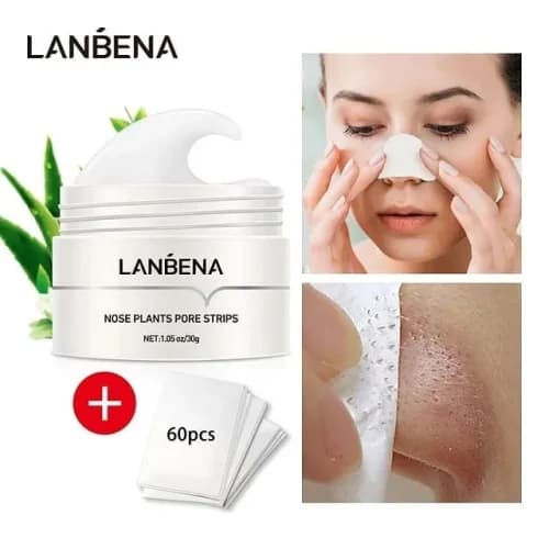 چسب بینی ضد جوش سرسیاه لانبنا 60 عددی 30 گرمی — تصویر ۲
