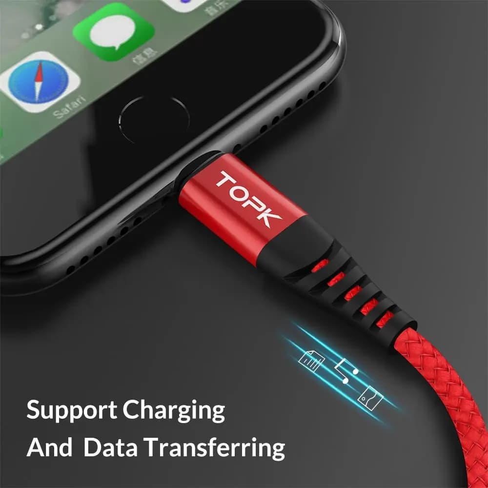کابل تبدیل USB به لایتنینگ TOPK طول 1 متر — تصویر ۴