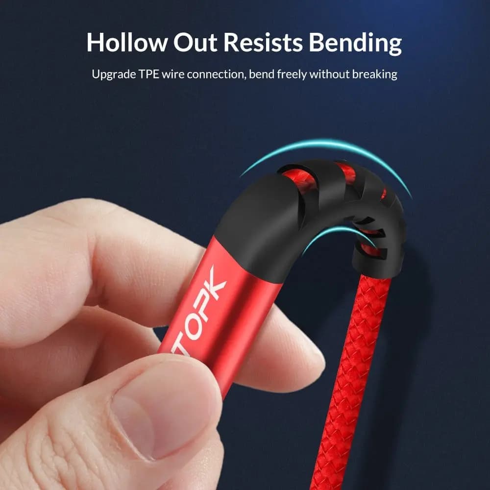 کابل تبدیل USB به لایتنینگ TOPK طول 1 متر — تصویر ۵