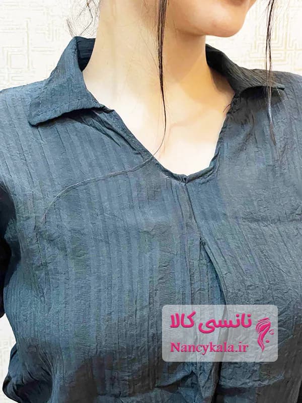 شومیز زنانه جلو بسته مشکی حنک تن خور عالی فری سایز 36 تا 46 — تصویر ۲