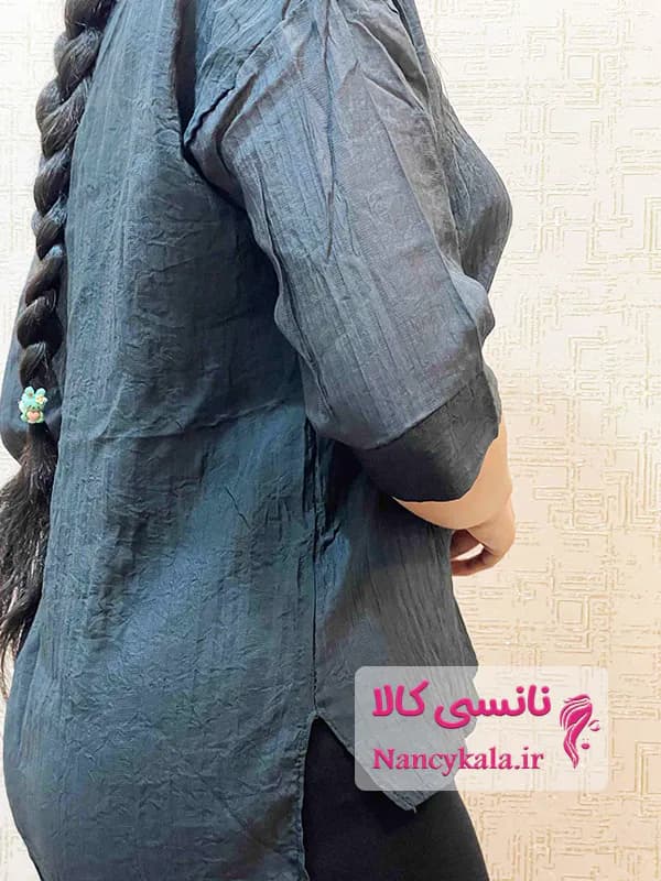شومیز زنانه جلو بسته مشکی حنک تن خور عالی فری سایز 36 تا 46 — تصویر ۳