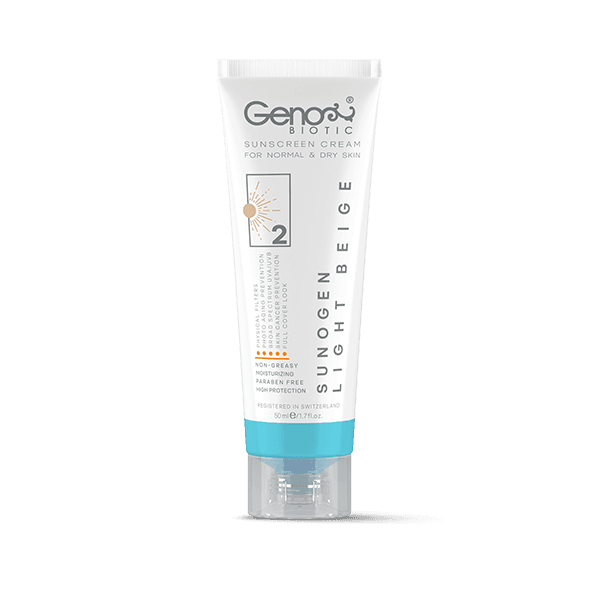 کرم ضد آفتاب رنگی سانوژن SPF50 مناسب پوست خشک و معمولی (بژ روشن)