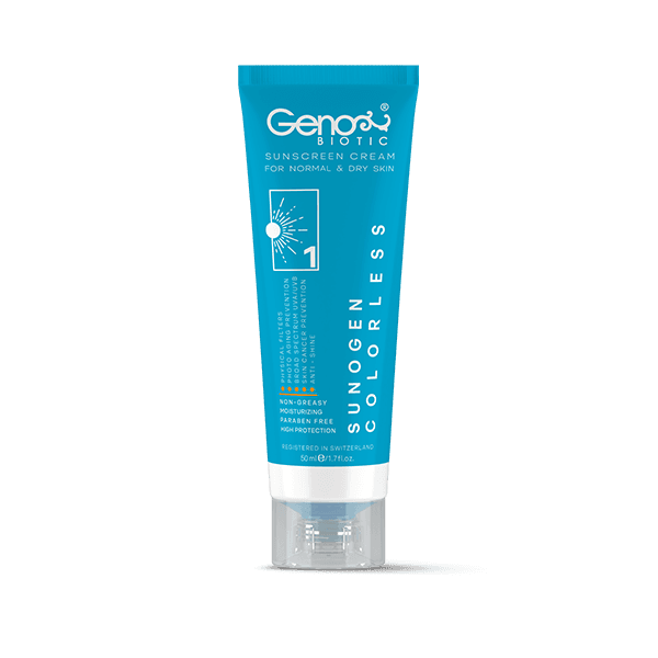 کرم ضد آفتاب بی رنگ سانوژن SPF50 مناسب پوست خشک و معمولی