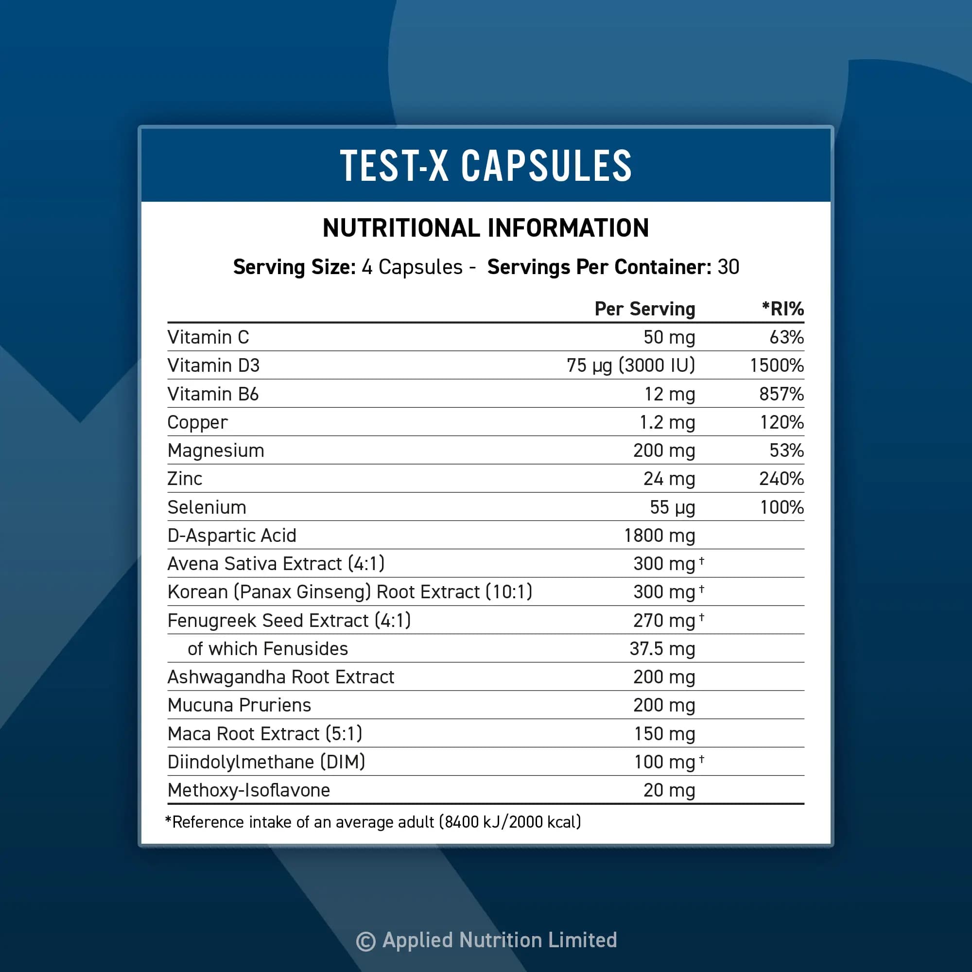 تست ایکس اپلاید نوتریشن | Test-X Capsules Applied Nutrition — تصویر ۳