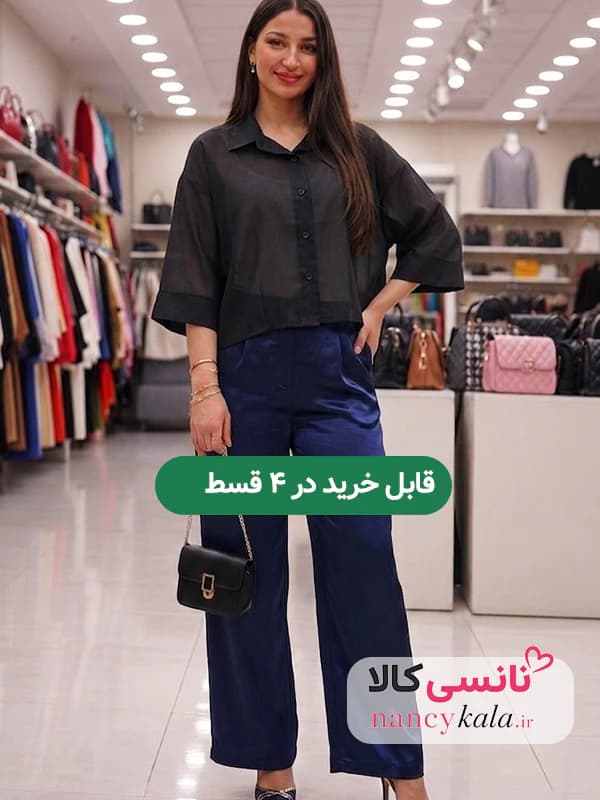 شومیز شیشه ای زنانه سبک و لطیف رنگ مشکی فری سایز 36 تا 46