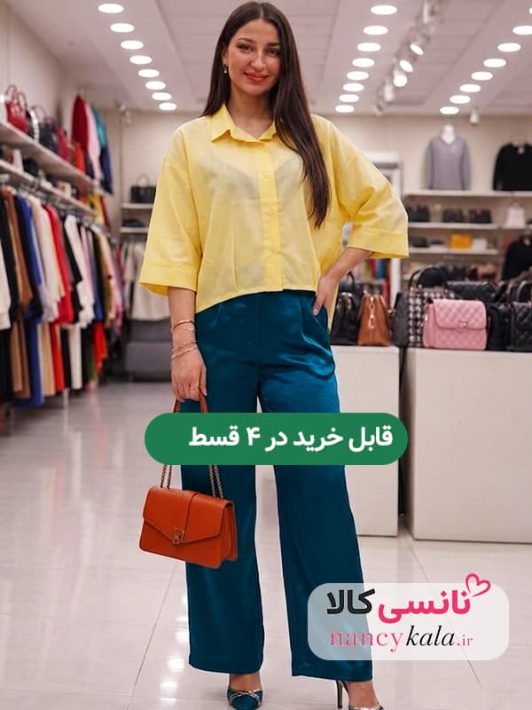 شومیز شیشه ای زنانه سبک و لطیف رنگ زرد فری سایز 36 تا 46