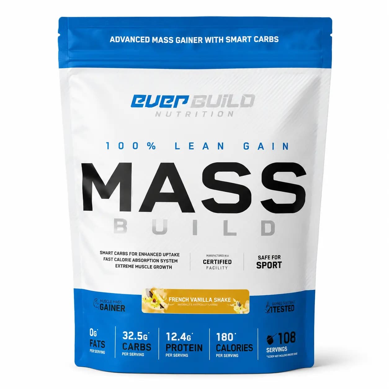 مس گینر ۱۰۰٪ حجم خشک اوربیلد (Everbuild Mass Build) – طعم وانیل