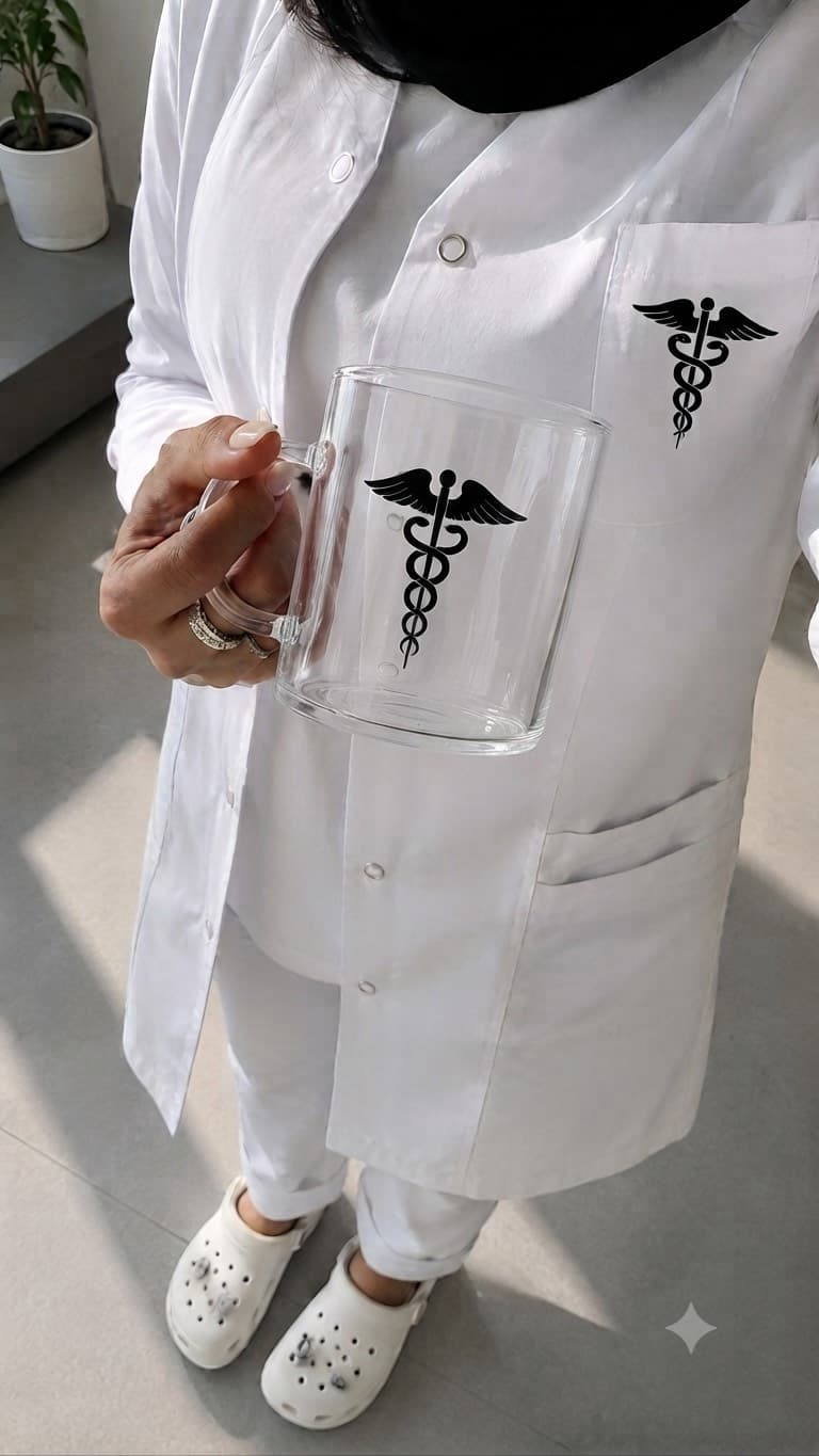 ماگ شیشه ای طرح نماد پزشکی کد MUG-004