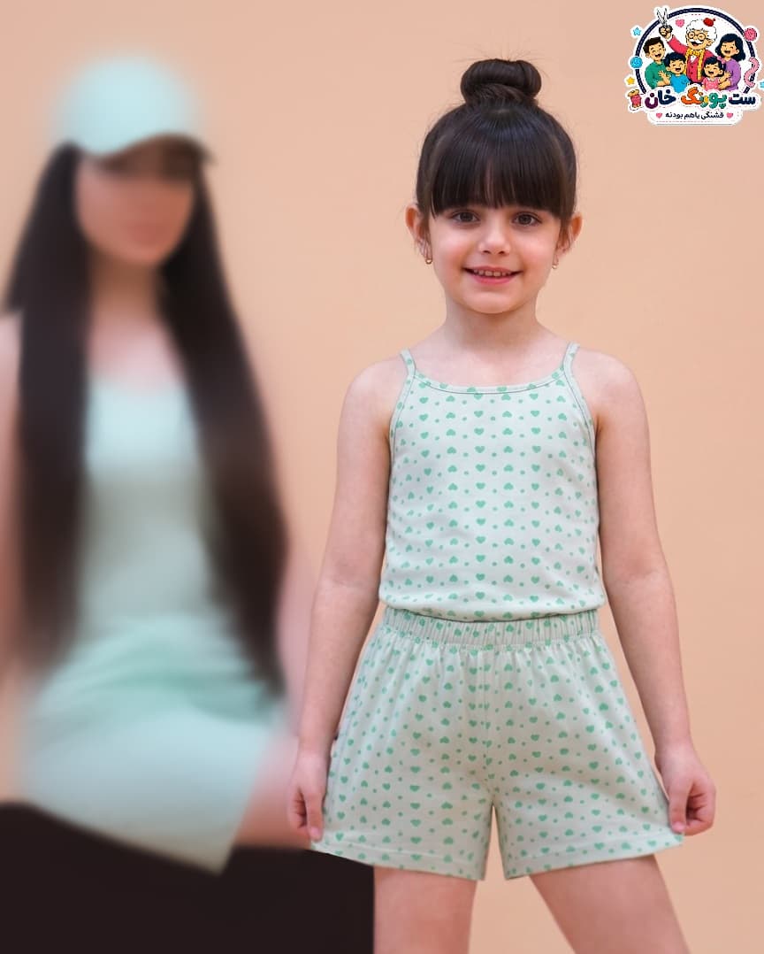 ست مادر دختری تاپ شلوارک قلبی CFCS