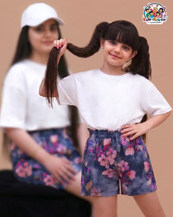 شلوارک ست مادر دختری سه بعدی شکوفه گیلاس CFCS