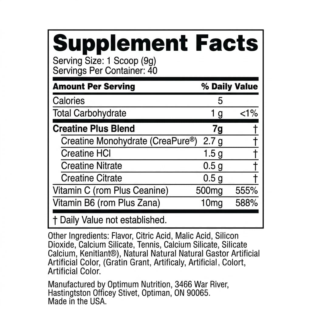 کراتین پلاس اپتیموم نوتریشن 360 گرم | Optimum Nutrition Creatine Plus 360g — تصویر ۲