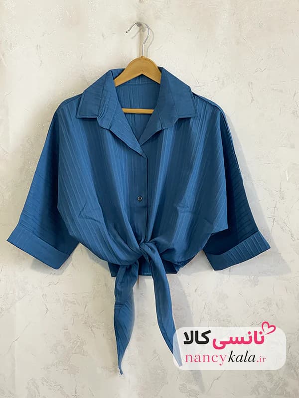 شومیز آبی اقیانوسی زنانه آیوا فری سایز 36 تا 46 — تصویر ۳