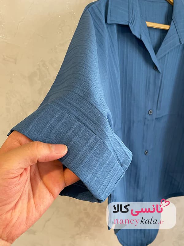 شومیز آبی اقیانوسی زنانه آیوا فری سایز 36 تا 46 — تصویر ۷