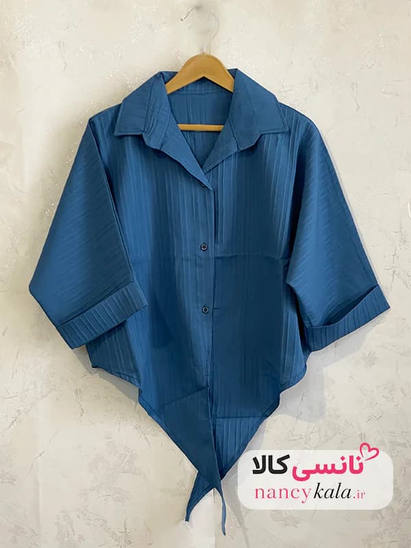 شومیز آبی اقیانوسی زنانه آیوا فری سایز 36 تا 46 — تصویر ۵
