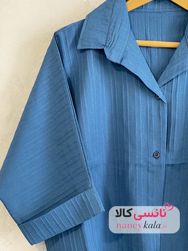 شومیز آبی اقیانوسی زنانه آیوا فری سایز 36 تا 46 — تصویر ۴