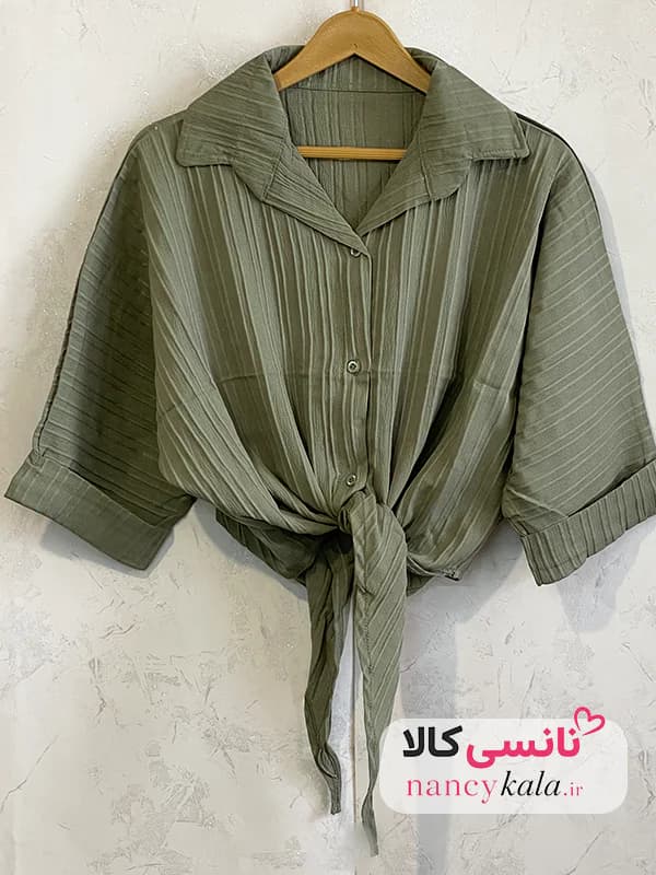 شومیز زنانه سبز خاکی آیوا فری سایز 36 تا 46 — تصویر ۶
