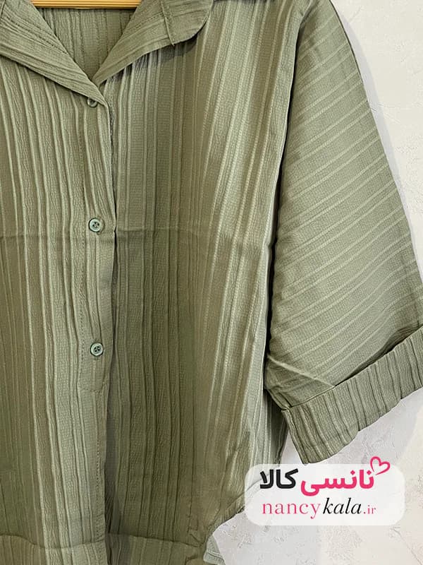 شومیز زنانه سبز خاکی آیوا فری سایز 36 تا 46 — تصویر ۴