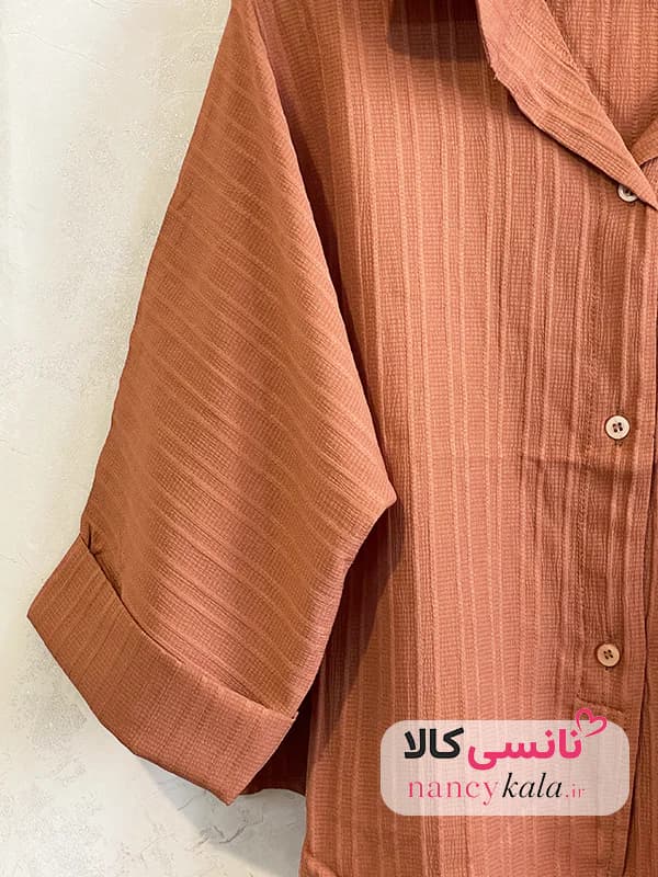 شومیز آیوا زنانه قهوه ای دارچینی فری سایز 36 تا 46 — تصویر ۵
