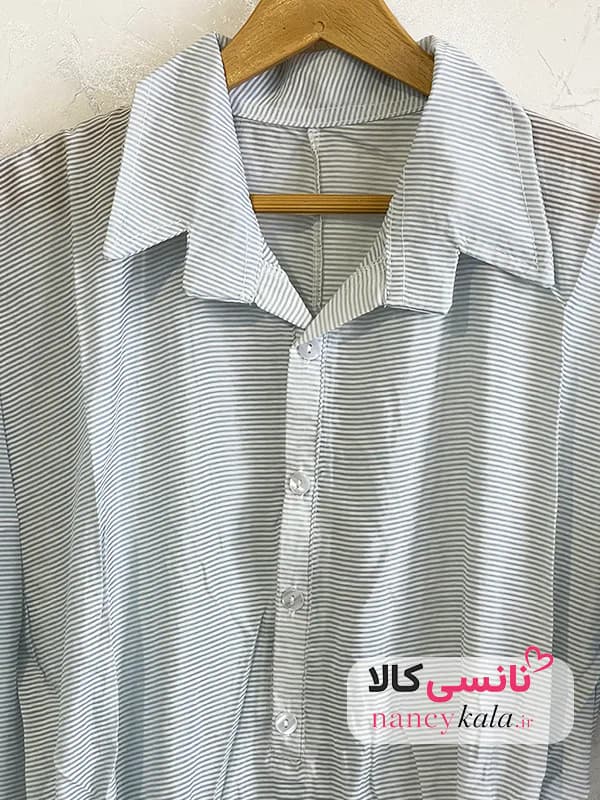 کفتان شیشه ای راه راه زنانه لطیف و خنک فری سایز 36 تا 46 — تصویر ۹