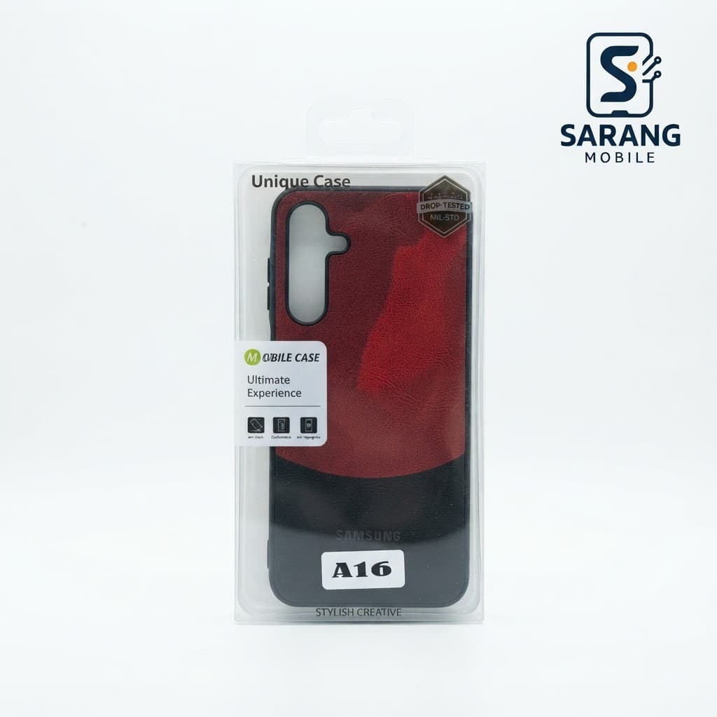 قاب گوشی سامسونگ Galaxy A16 طرح دو تیکه چرمی | قاب سخت و ضد ضربه مقاوم-قرمز