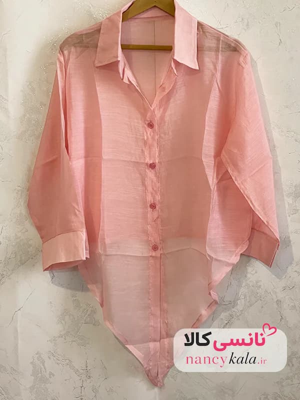 شومیز گره ای زنانه شیشه ای گُل بهی فری سایز 36 تا 46 — تصویر ۵