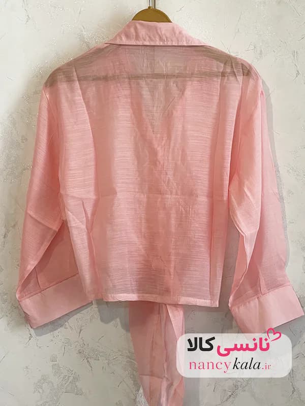 شومیز گره ای زنانه شیشه ای گُل بهی فری سایز 36 تا 46 — تصویر ۸