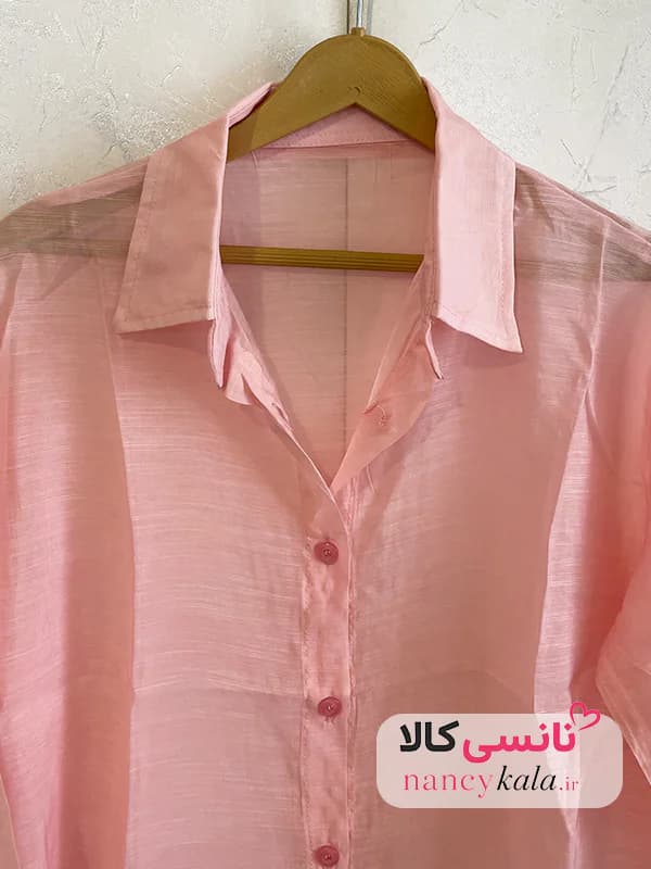 شومیز گره ای زنانه شیشه ای گُل بهی فری سایز 36 تا 46 — تصویر ۴