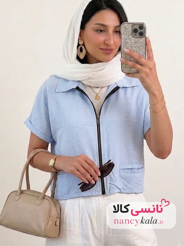 وست زنانه ترند آبی جیب فیلتو فری سایز 36 تا 48