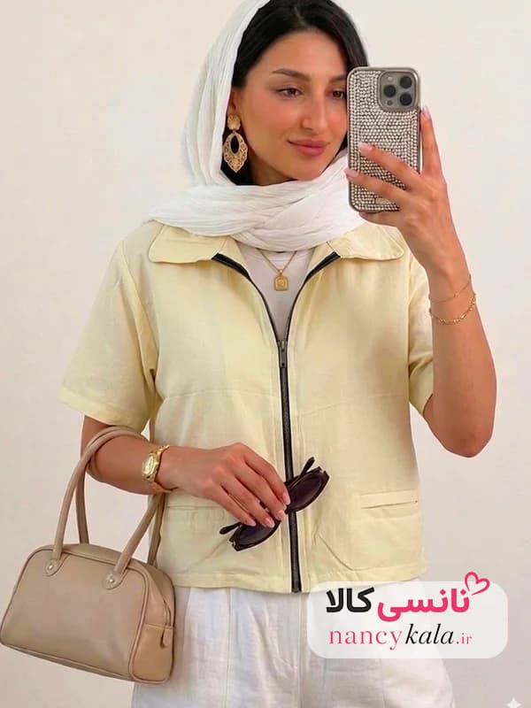 وست زنانه ترند زرد جیب فیلتو فری سایز 36 تا 48