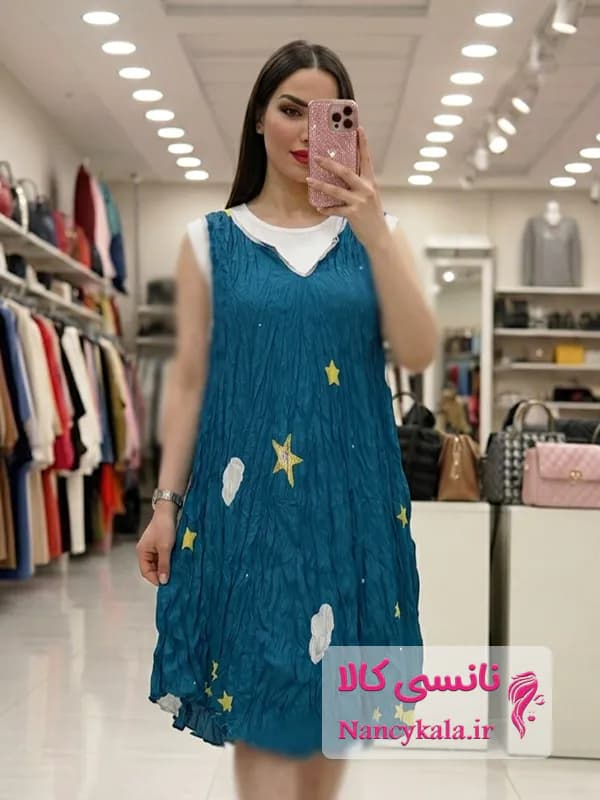 پیراهن ساحلی زنانه فیروزه ای سایز 36 تا 46