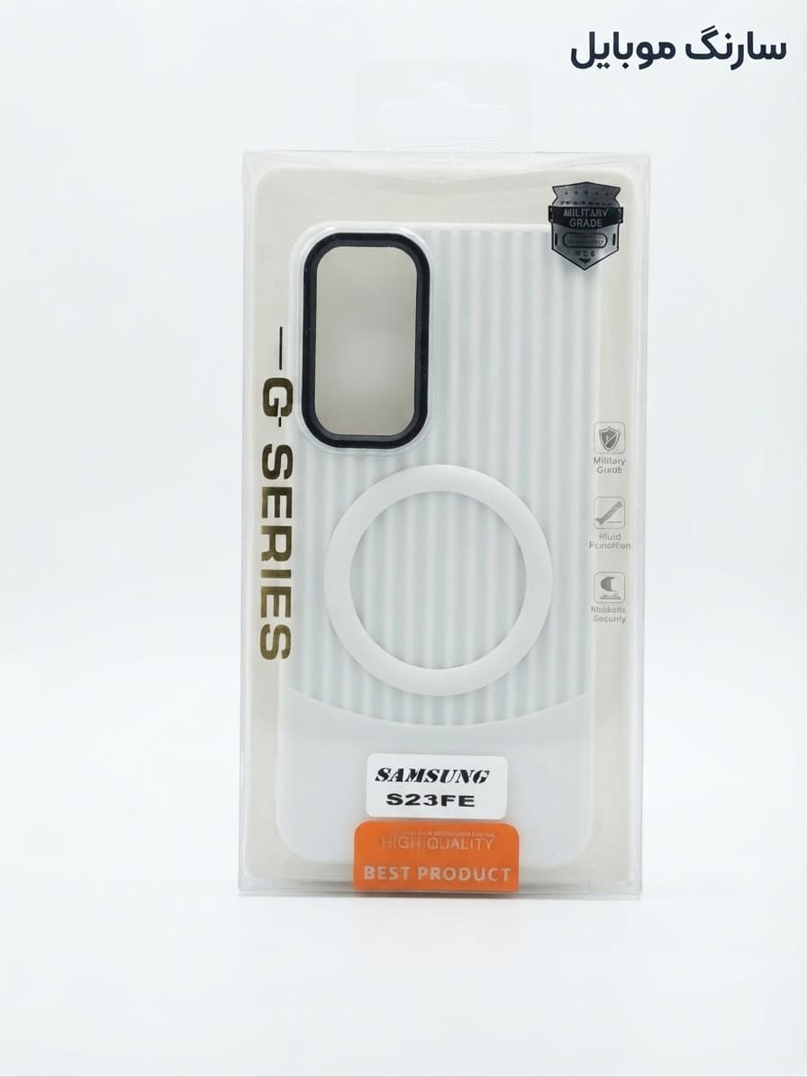 قاب کرکره‌ای دوتیکه طرح MagSafe مناسب Samsung Galaxy A55-سفید