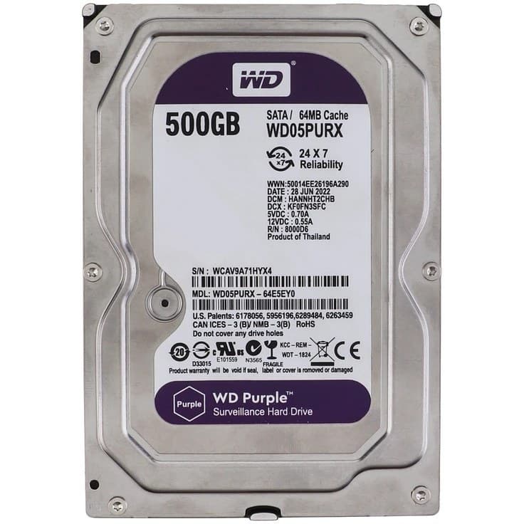 هارد دیسک اینترنال وسترن دیجیتال مدل WD purple ظرفیت 500 گیگابایت