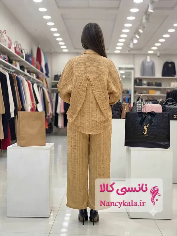 ست شومیز و شلوار زنانه تابستانه کوک دوزی بیسکوئیتی فری سایز 36 تا 42 — تصویر ۳