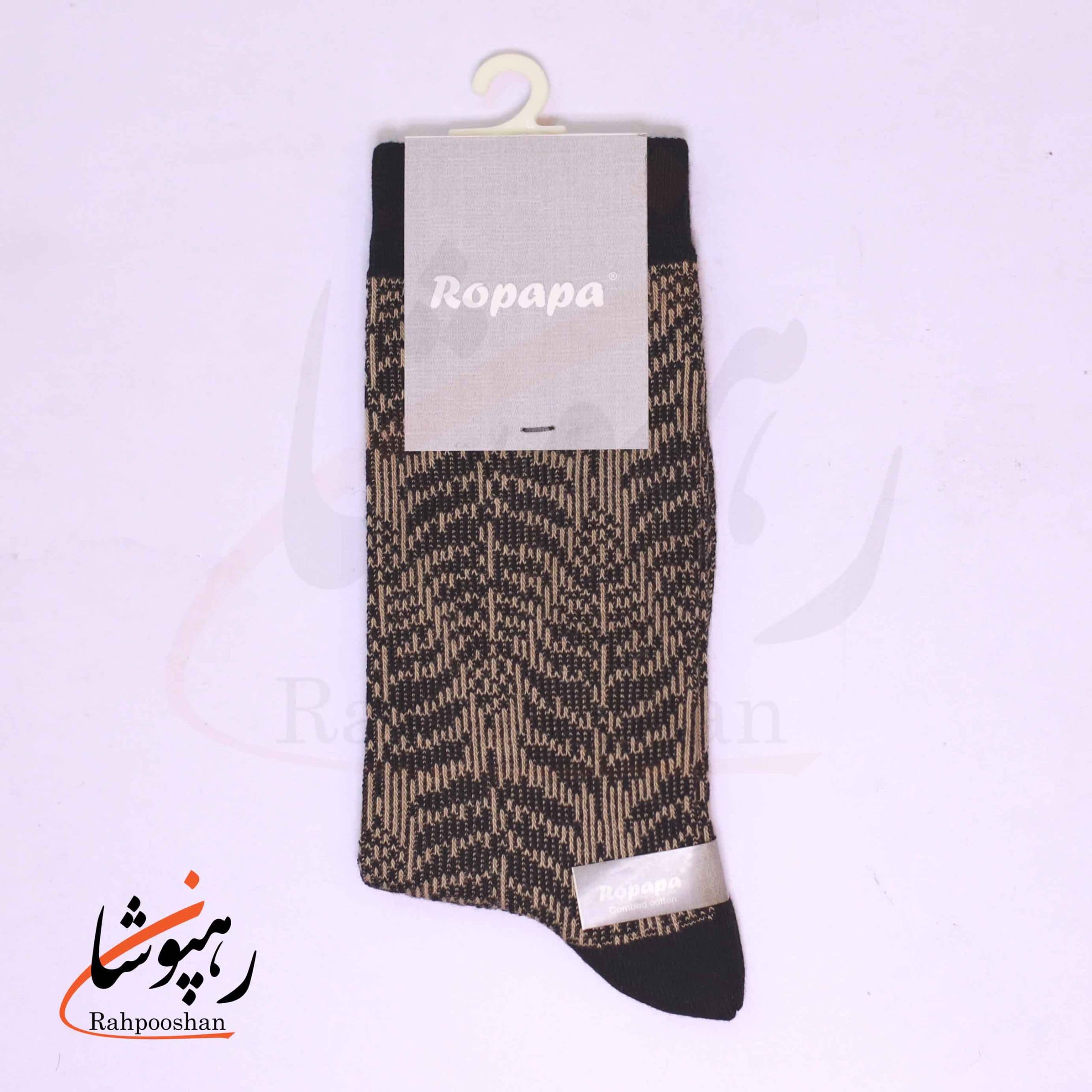 جوراب ساق بلند زنانه روپاپا (Ropapa) طرح خزه سنگی (stonemoss) سیاه