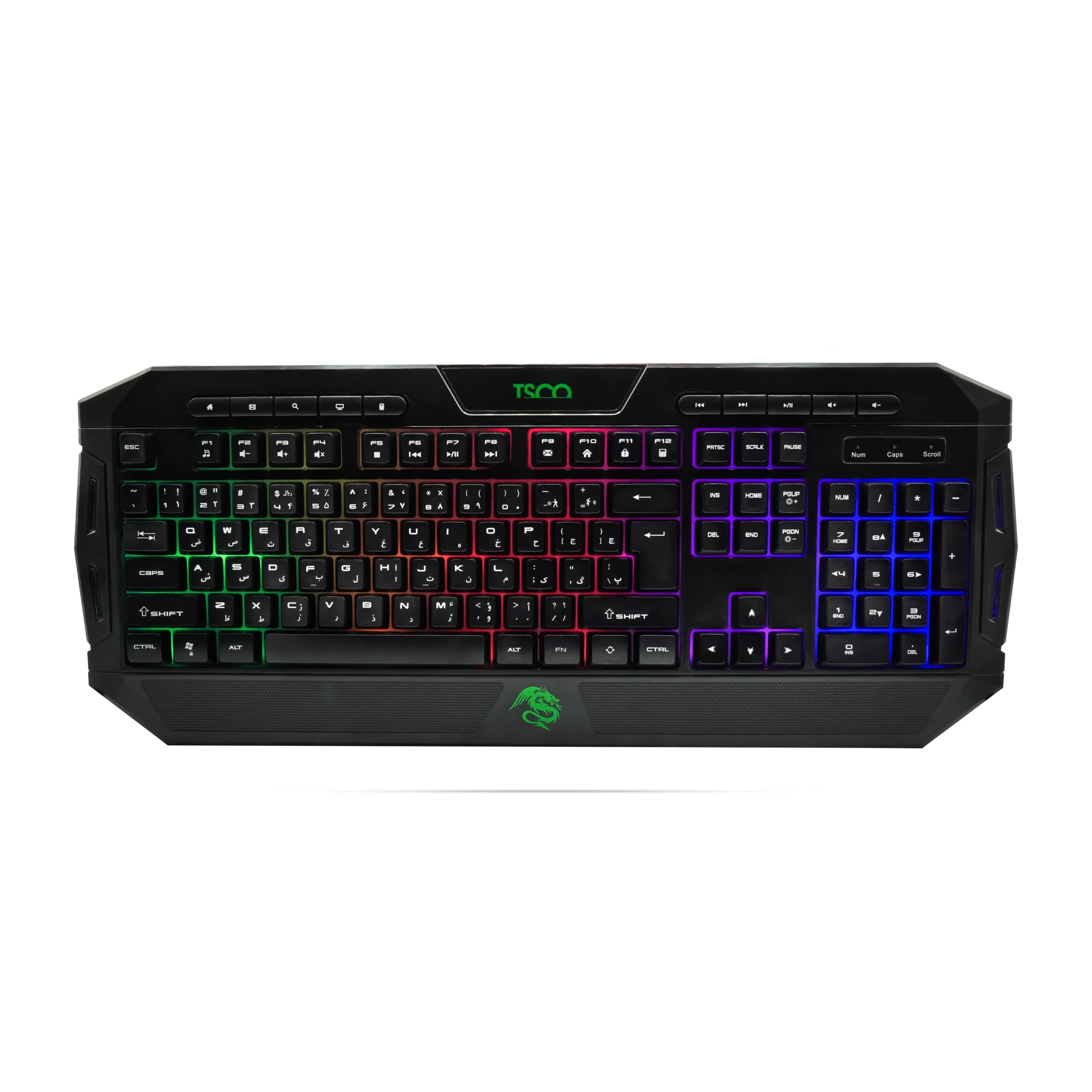 کیبورد گیمینگ تسکو مدل TK 8124 | نورپردازی RGB، حروف فارسی