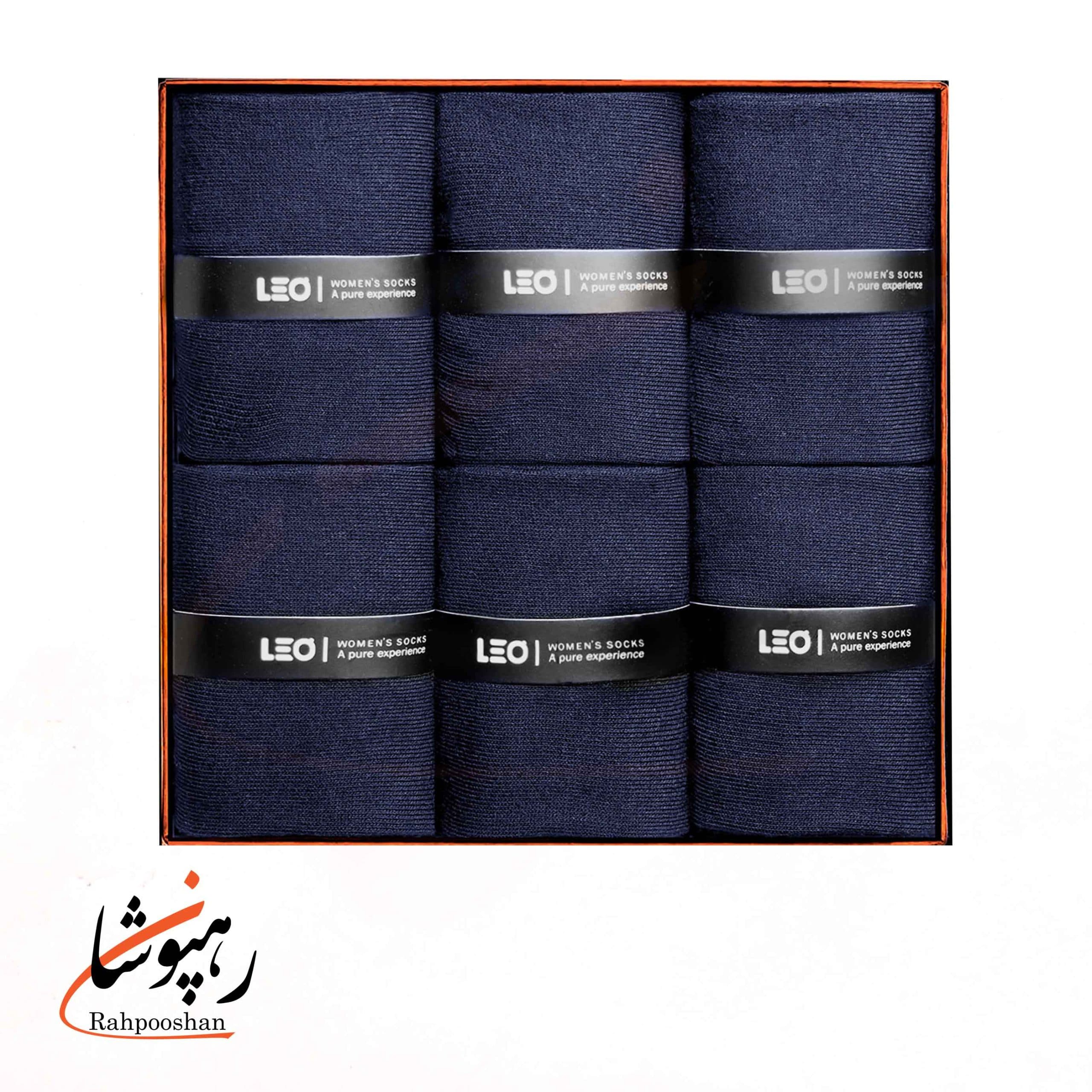 جوراب زنانه ساقدار سرمه ای ساده لئو LEO (پک 6 عددی)(503)