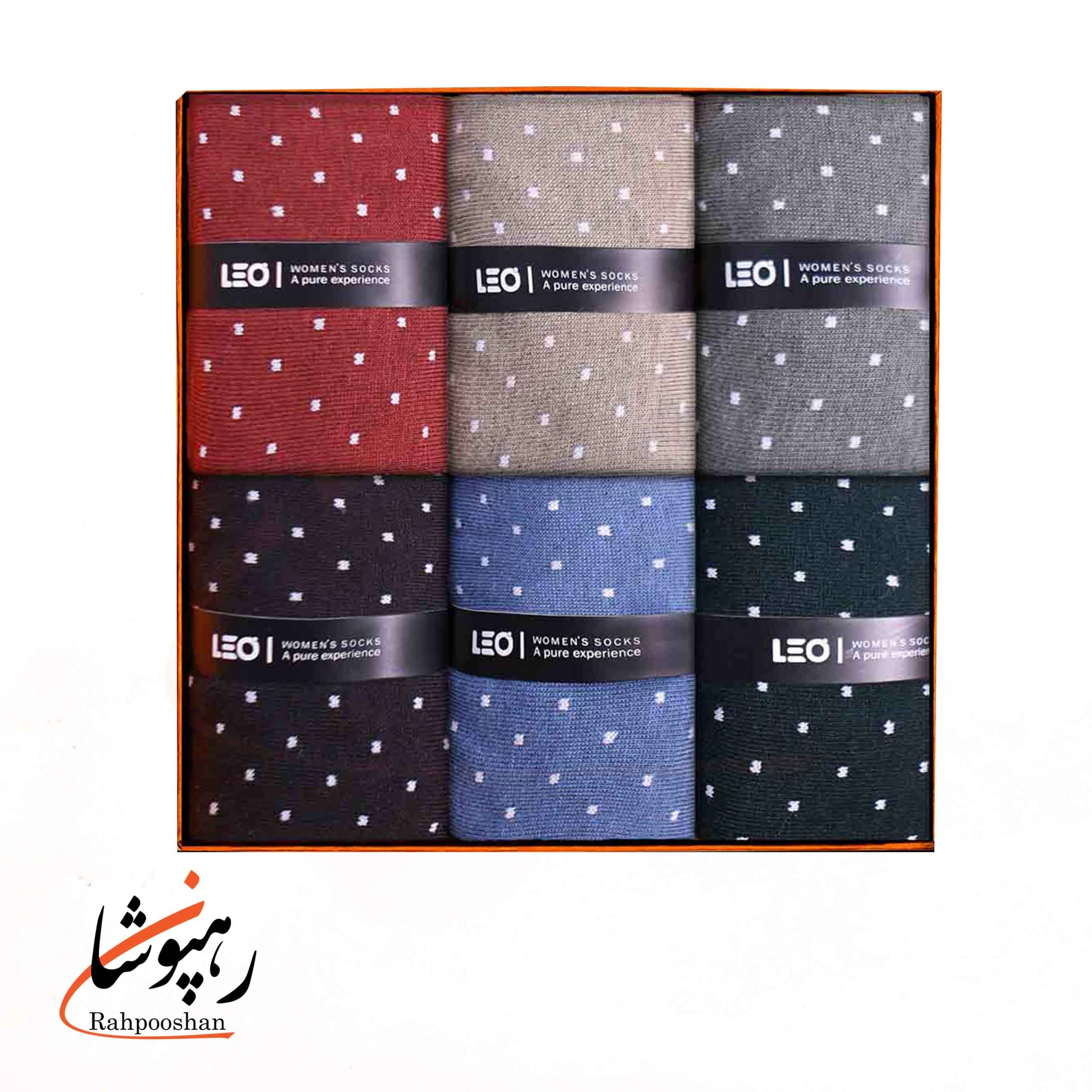 جوراب زنانه ساقدار طرح خال دار 6رنگ لئو LEO (پک 6 عددی)(523)