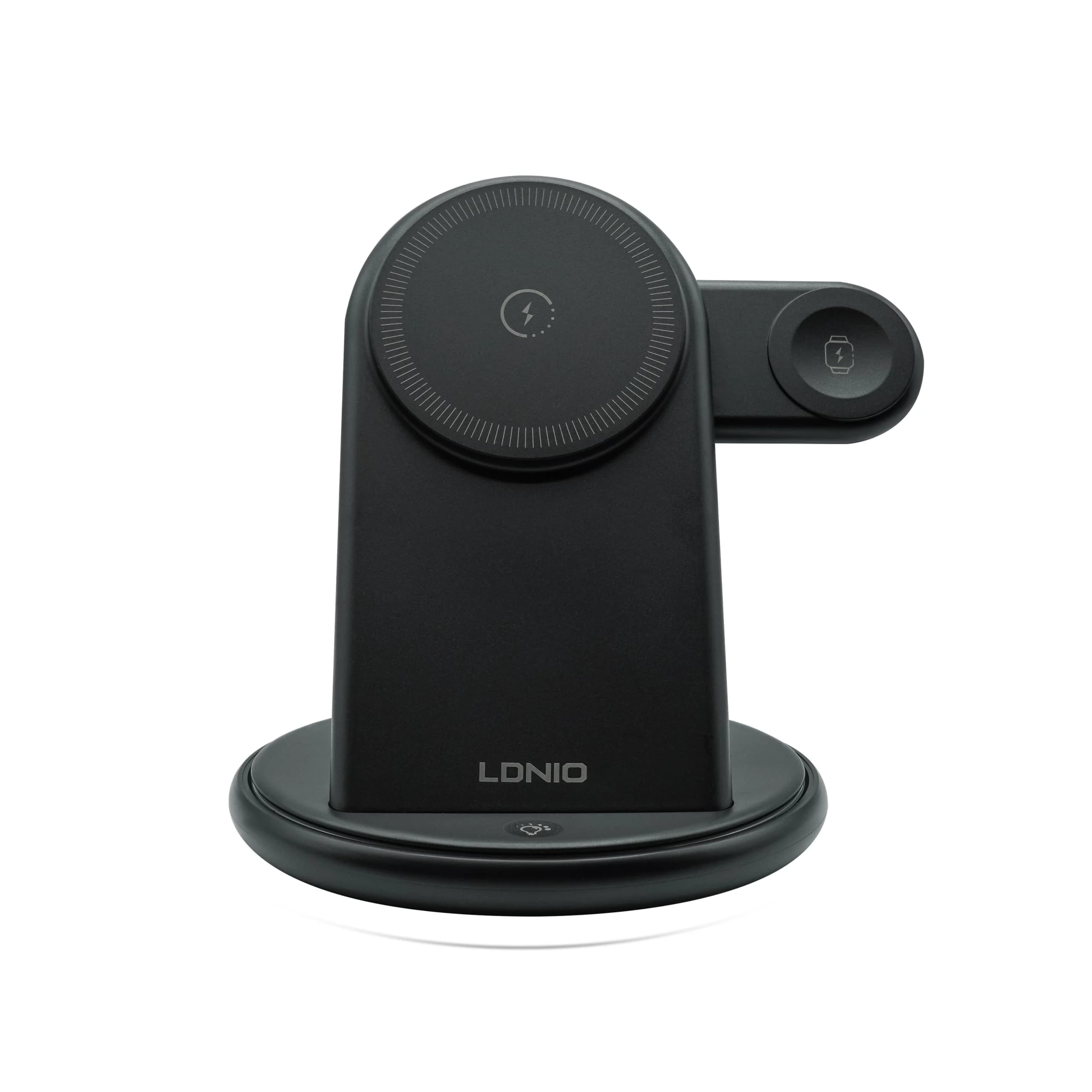 شارژر رومیزی LDNIO WL02 – شارژ بی‌سیم ۵در۱ با Qi15W، استند مغناطیسی و چراغ LED