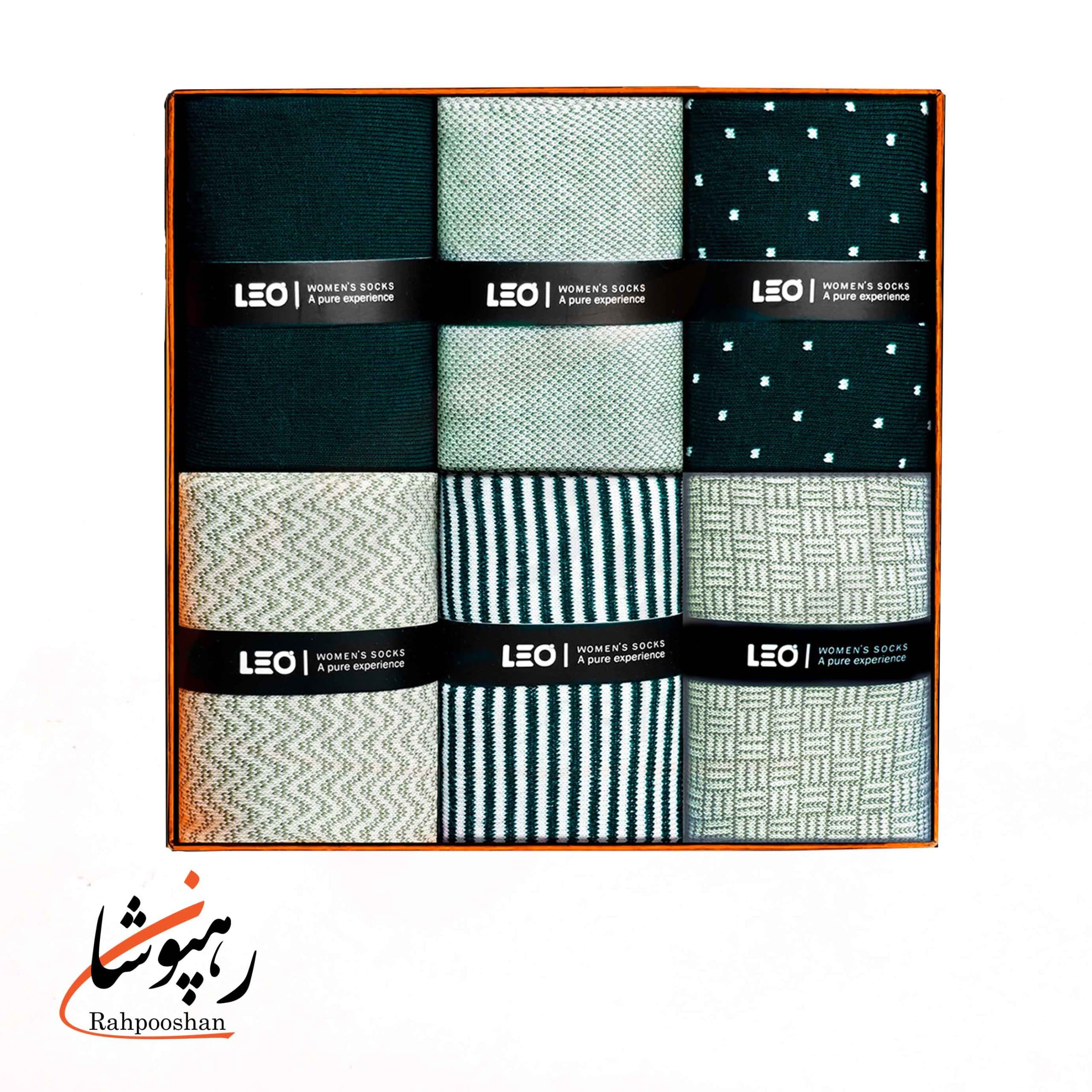 جوراب زنانه ساقدار 6 طرح یشمی لئو LEO (پک 6 عددی)(515) — تصویر ۲