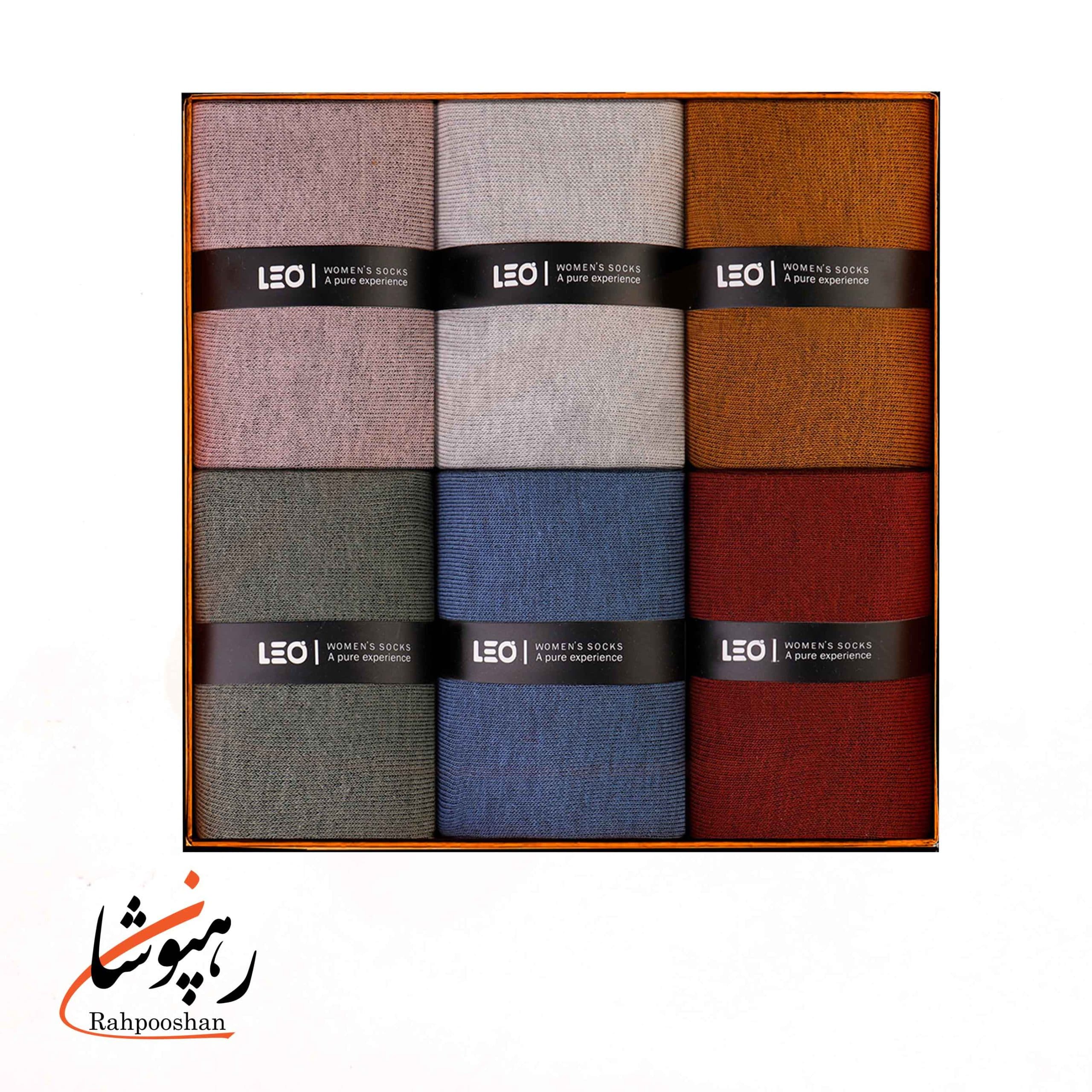 جوراب زنانه ساقدار رنگی طرح ساده لئو LEO (پک 6 عددی)(509)