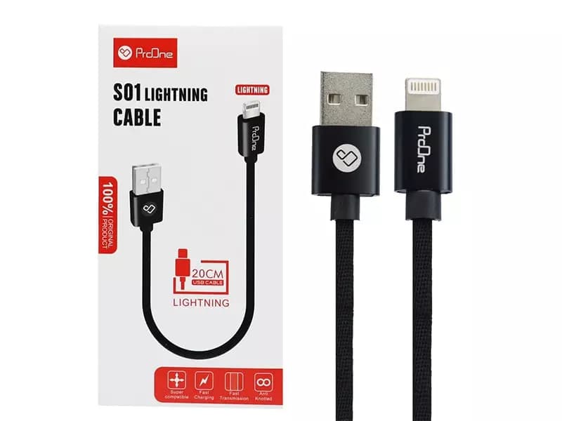 کابل شارژ و انتقال داده لایتنینگ پرووان ProOne S01- 20cm — تصویر ۲