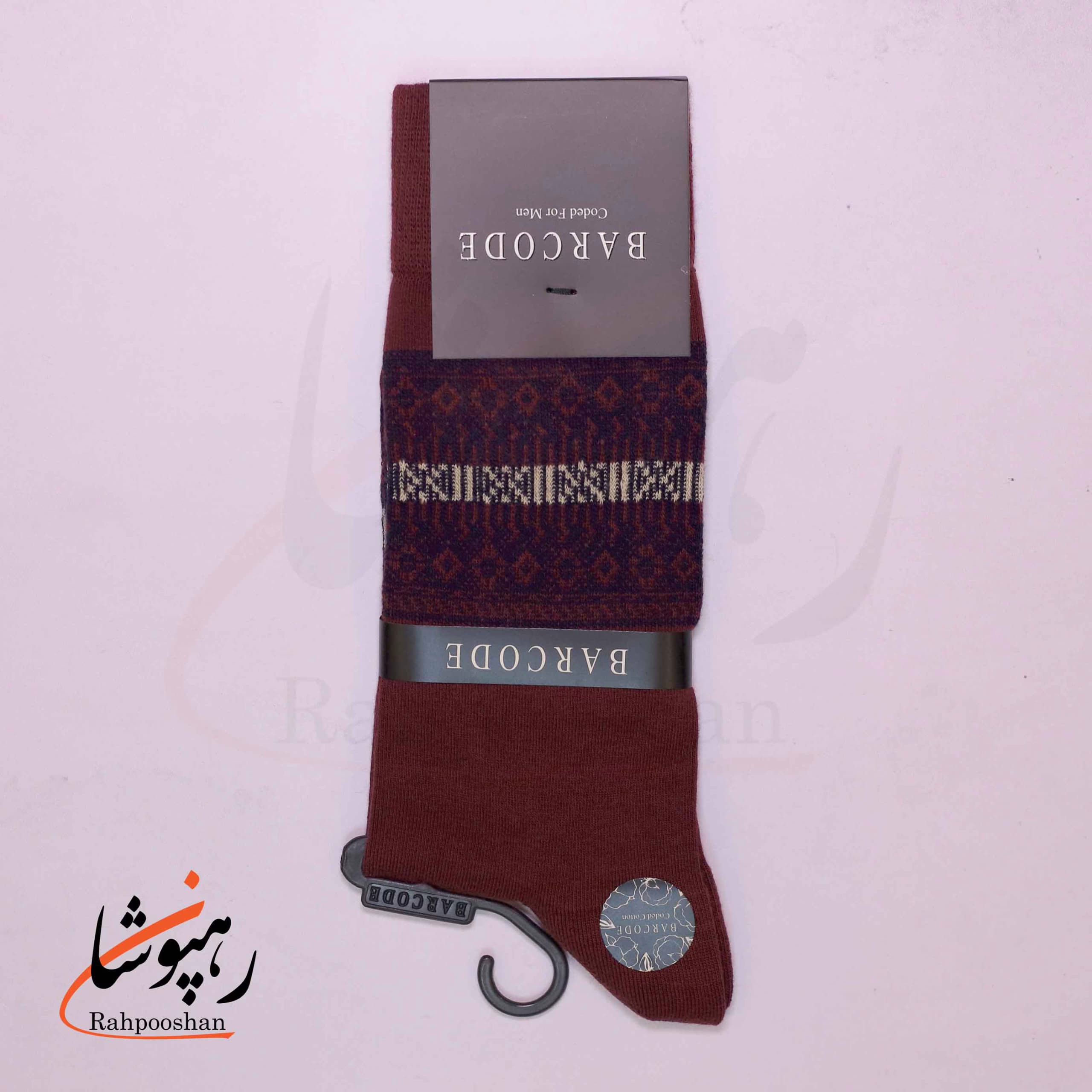 جوراب ساق بلند بارکد (BARCODE) طرح ژاکارد پارسا زرشکی
