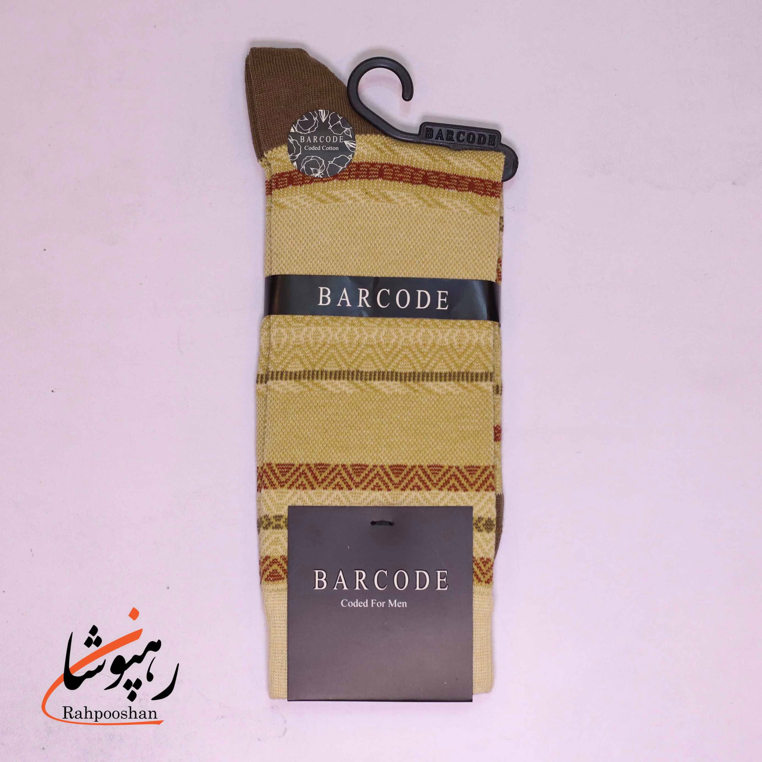 جوراب ساق بلند بارکد (BARCODE) طرح آجرکاری (brickwork) قهوه ای — تصویر ۳