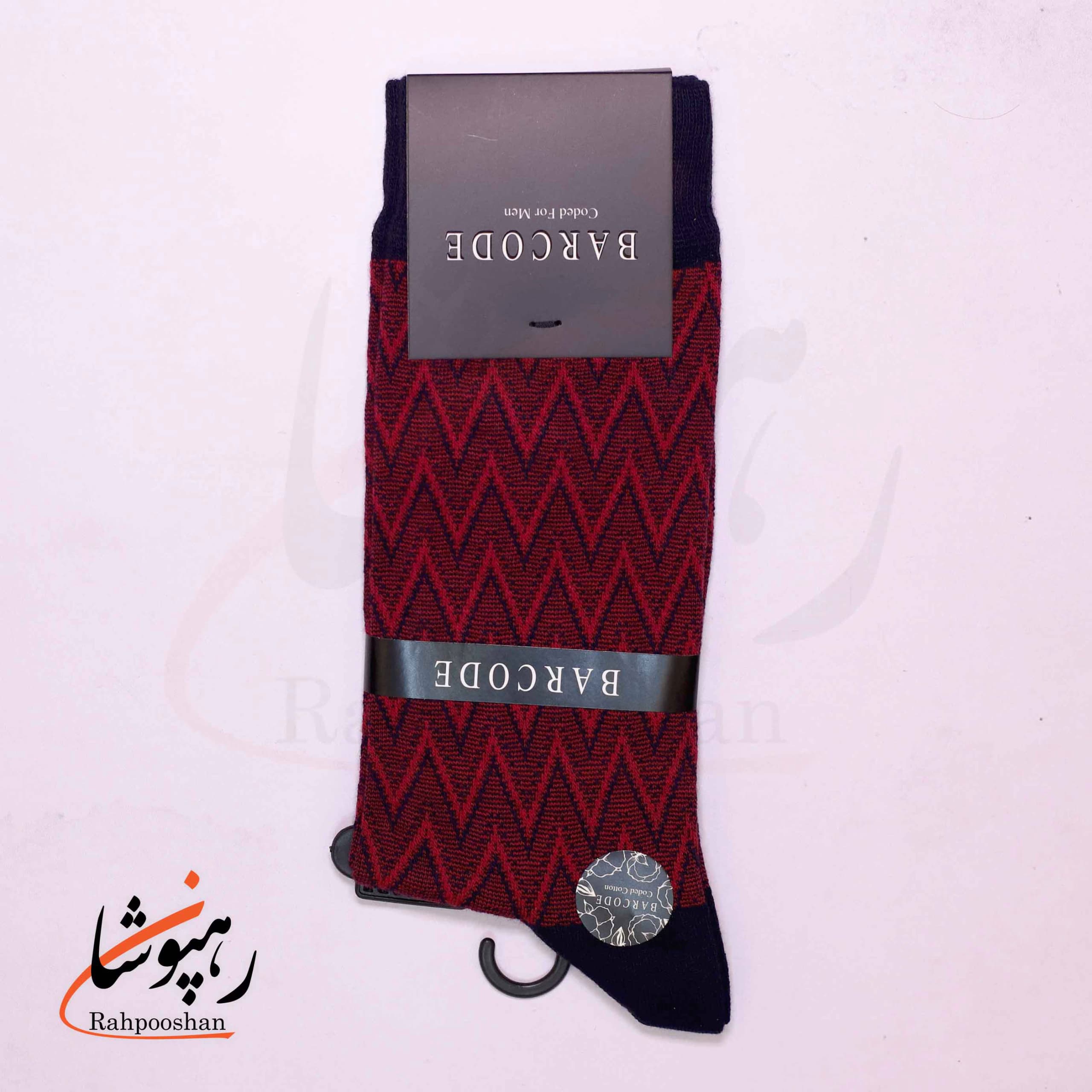 جوراب ساق بلند بارکد (BARCODE) طرح ژاکارد تیافی قرمز