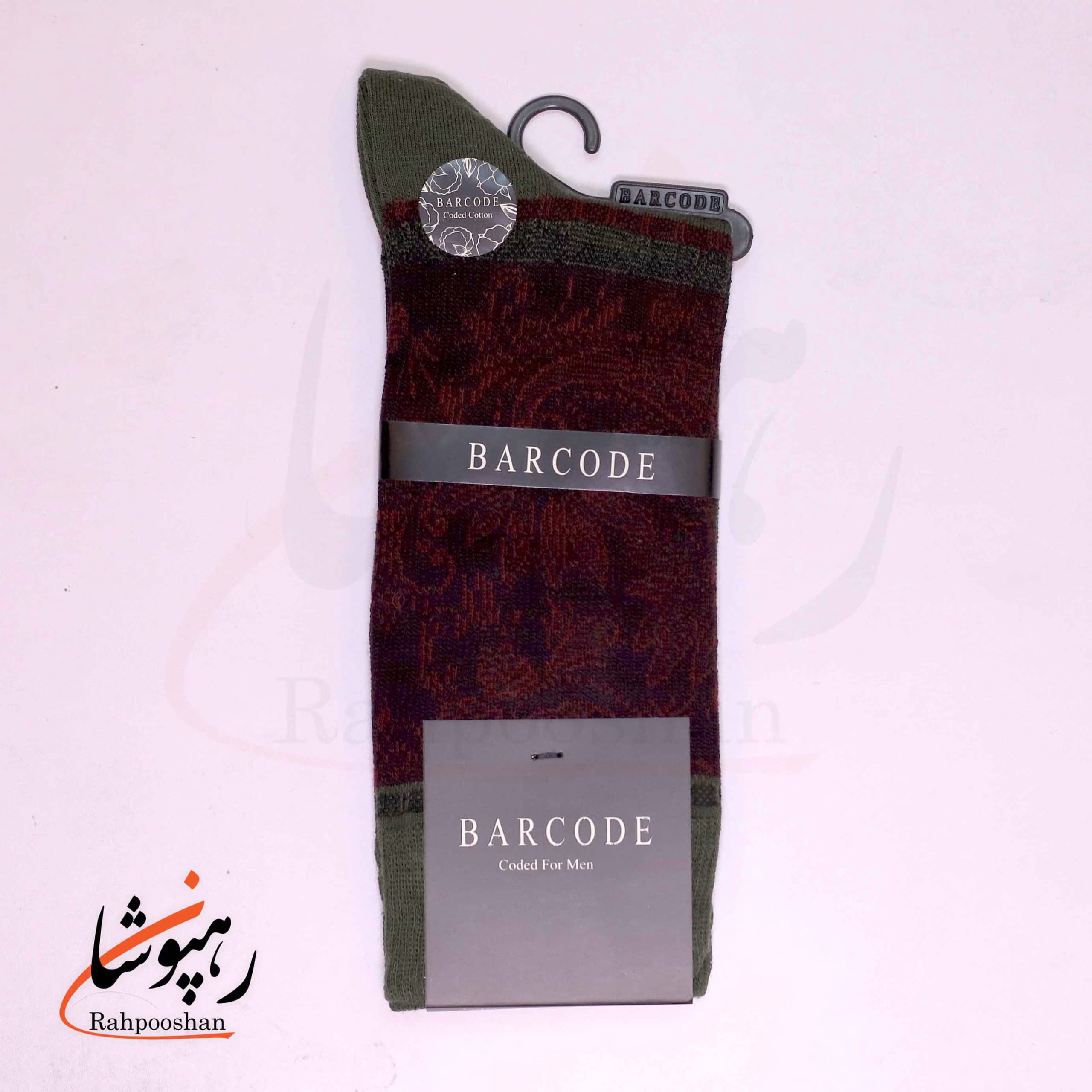 جوراب ساق بلند بارکد (BARCODE) طرح باروک فید (baroquefade) سبز فرمی — تصویر ۳