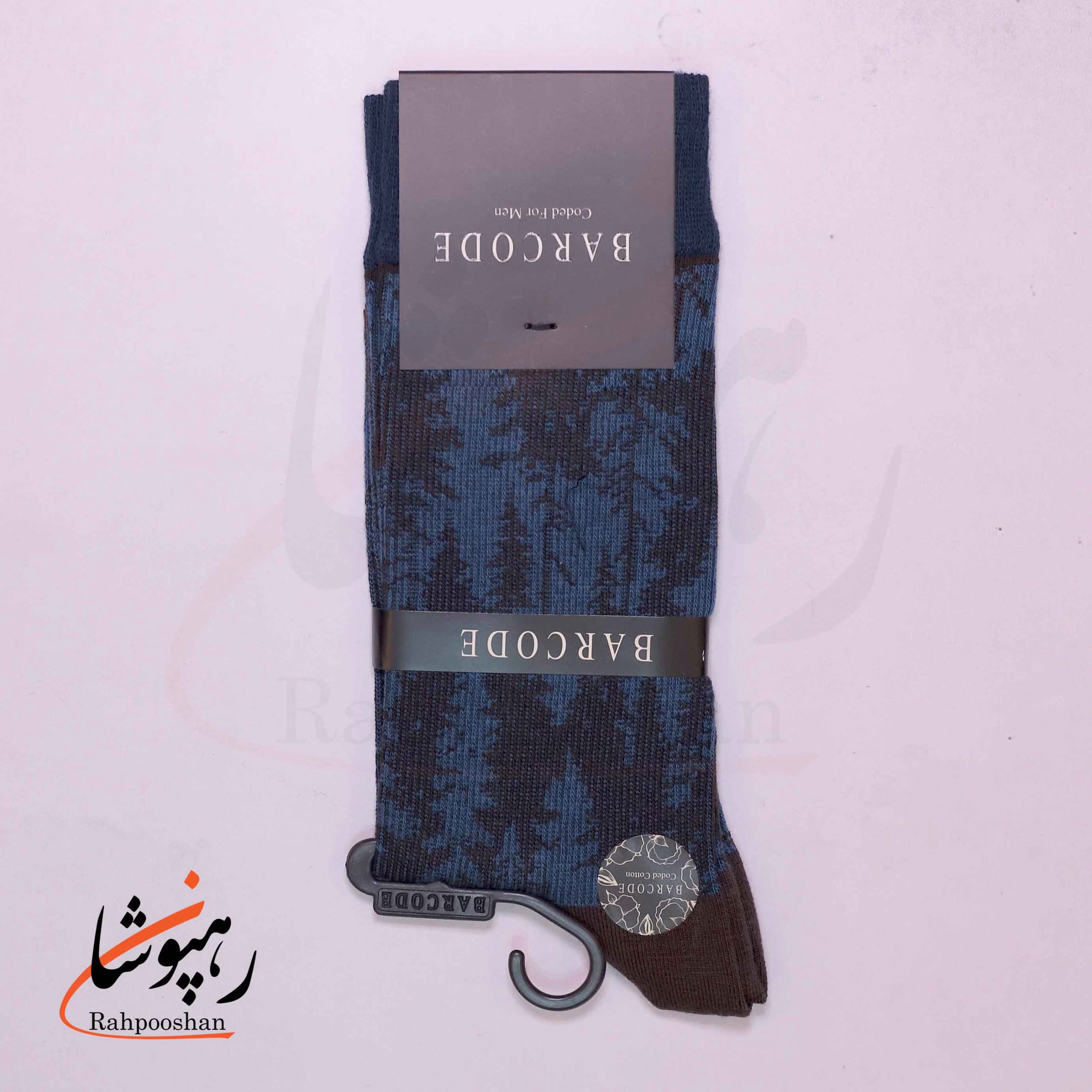 جوراب ساق بلند بارکد (BARCODE) طرح پوست جنگل (forestskin) سرمه ای — تصویر ۲