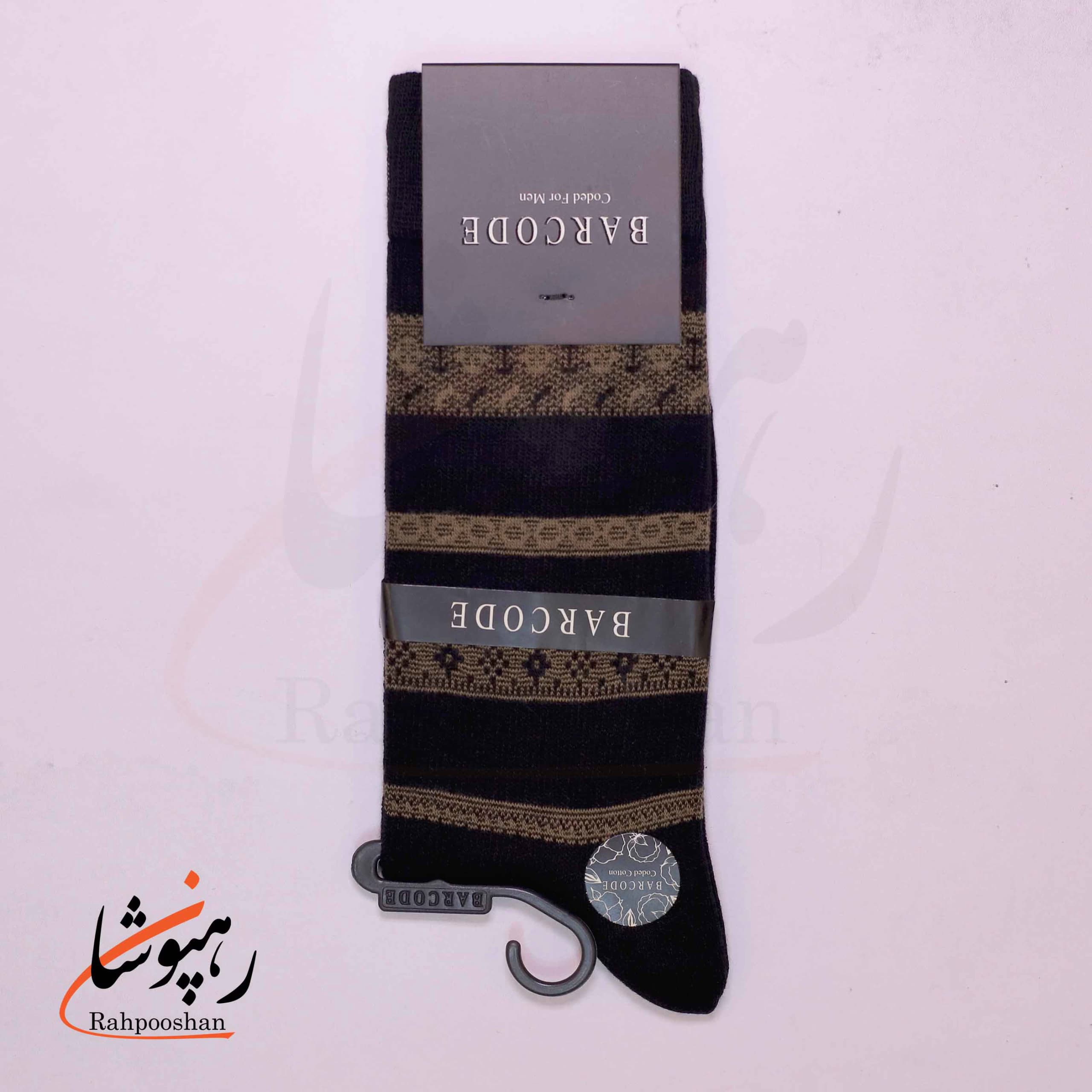 جوراب ساق بلند بارکد (BARCODE) طرح لطافت قدیمی (vintage grace) سیاه