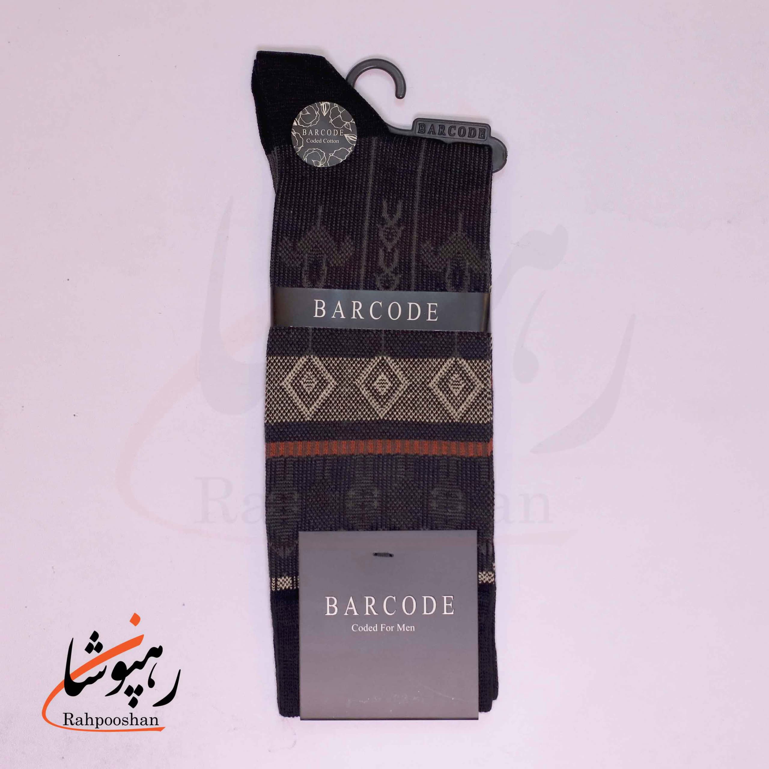 جوراب ساق بلند بارکد (BARCODE) طرح چلیپا سیاه — تصویر ۳