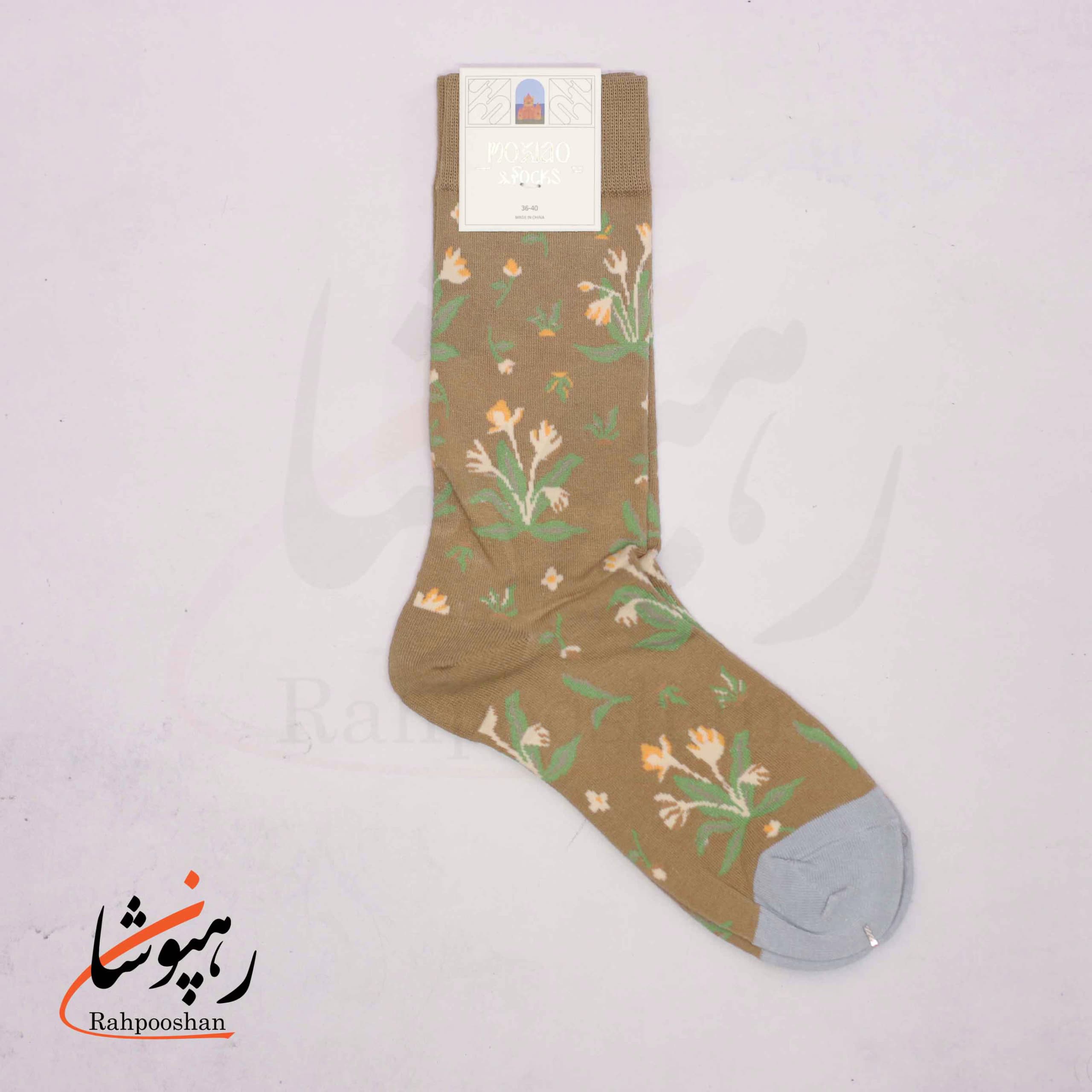 جوراب ساقدار موکسیائو (MOXIAO) طرح باغچه پر گل — تصویر ۳